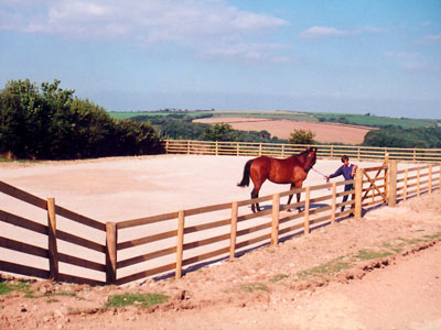 Equestrian arena topped with sand constructed by Luke Furse Earthmoving