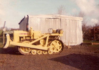 First Bulldozer owned by Luke Furse – Bristol 22 in front of first workshop, a £35 chicken shed
