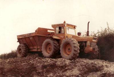 First Dump Truck owned by Luke Furse – County 1004 with a Goose Neck 12T Dump Trailer at work on local farm in Ashwater operated by Luke Furse, summer 1980
