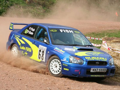 Richard Fishleigh and co-driver Sean Dale in action on a stage of the Somerset Stages Rally